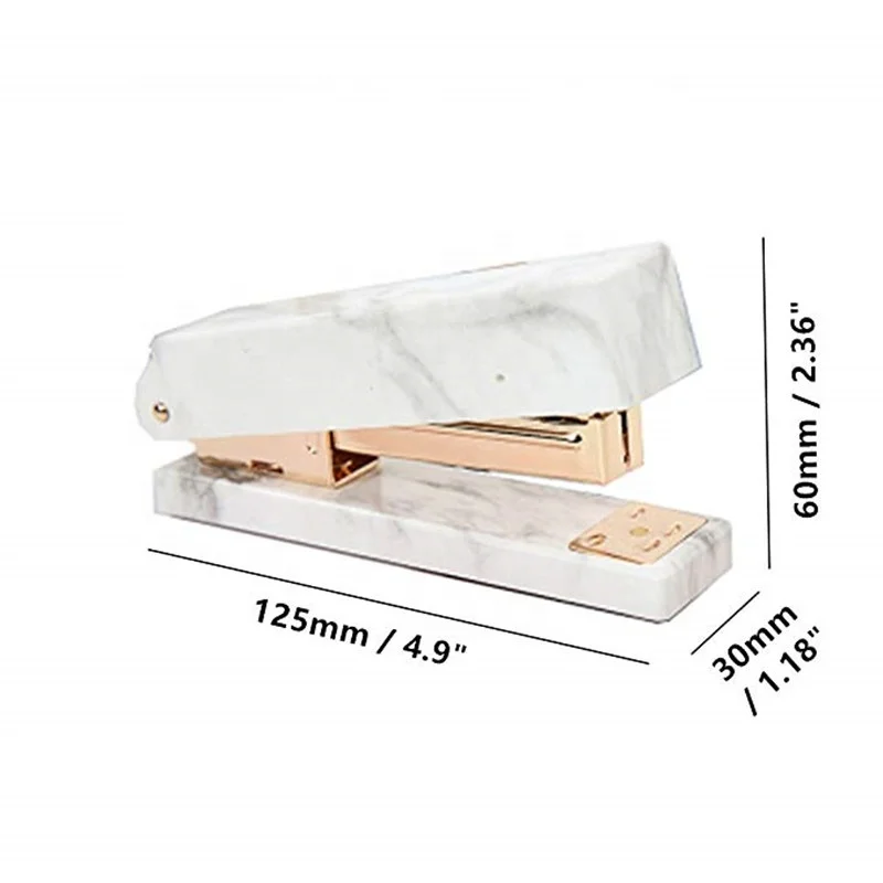 Marble White Desk Organizers Set  Gold Stapler Staples Tape Dispenser Pen  Holder