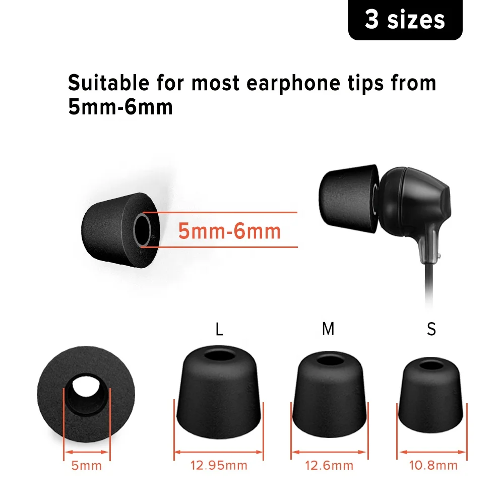 Protection ear soft comfortable earphone sponge silicone memory foam ear tips Earphone Foam Buds Memory Foam Earbud