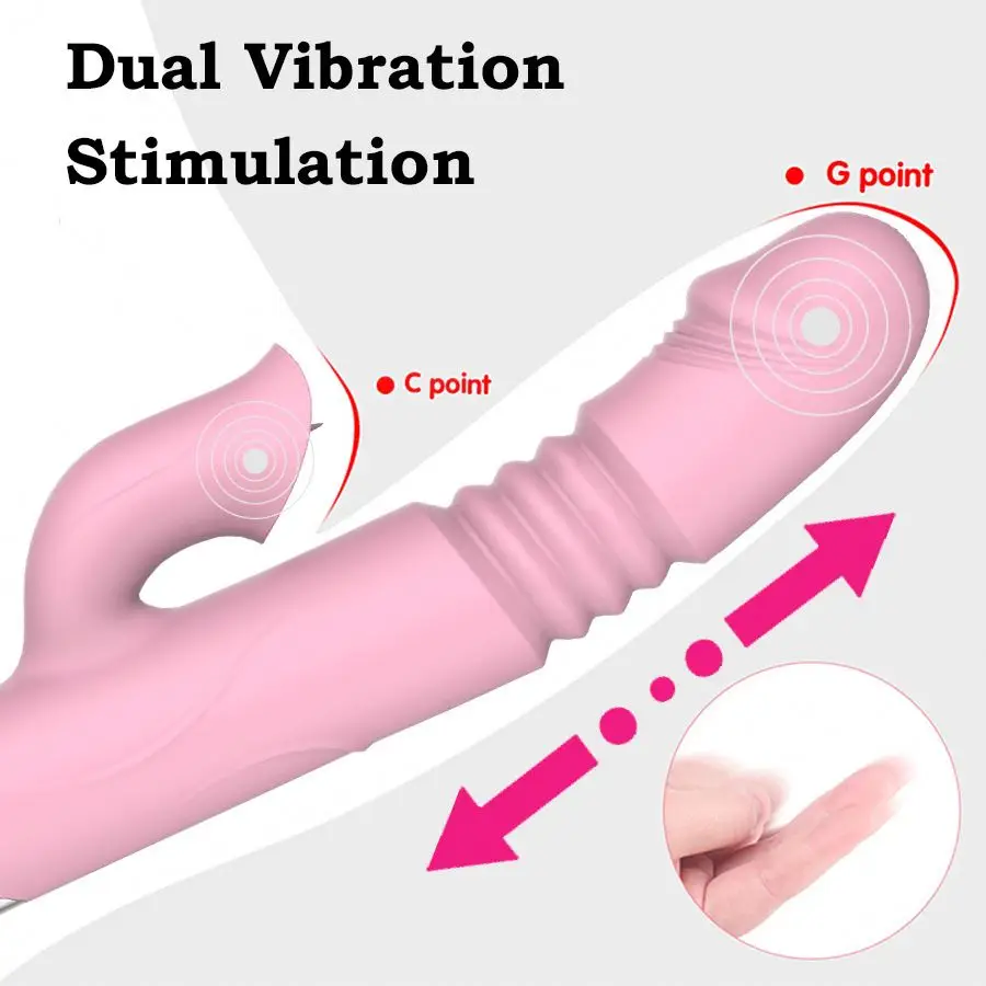 Fast Heated Dual Head Vibrating G Spot Vagina Pussy Rabbit Vibrator Female Stimulate Thrusting Dildo Sex Toys