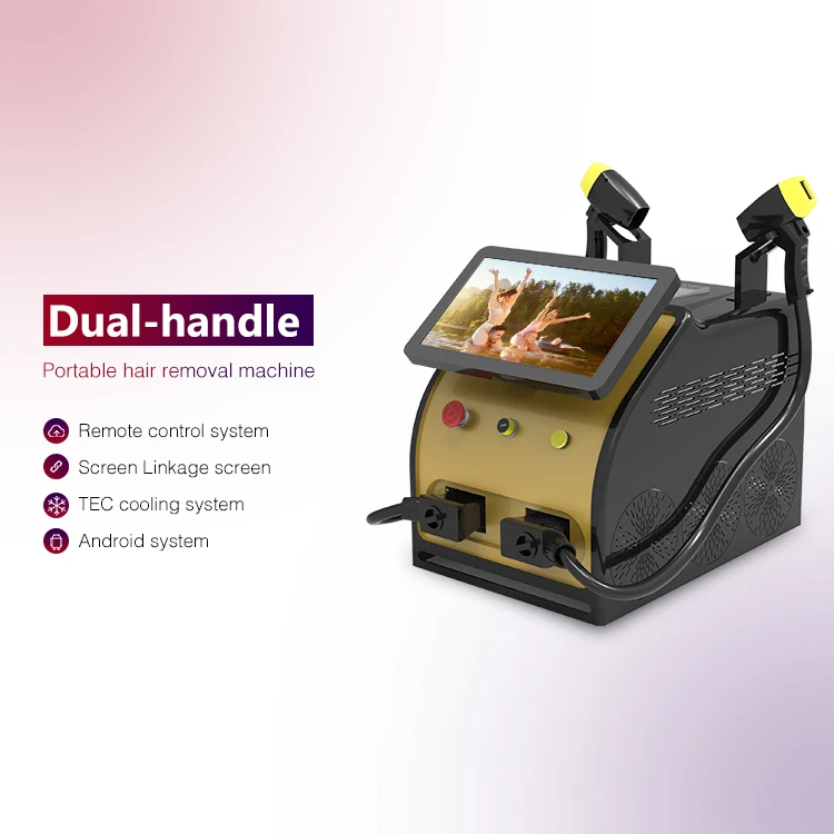 Coffee  colour 2-year warranty Portable wan Lake 2 handles 3 wavelength 755 808 1064  Diode Laser Hair Removal Machine