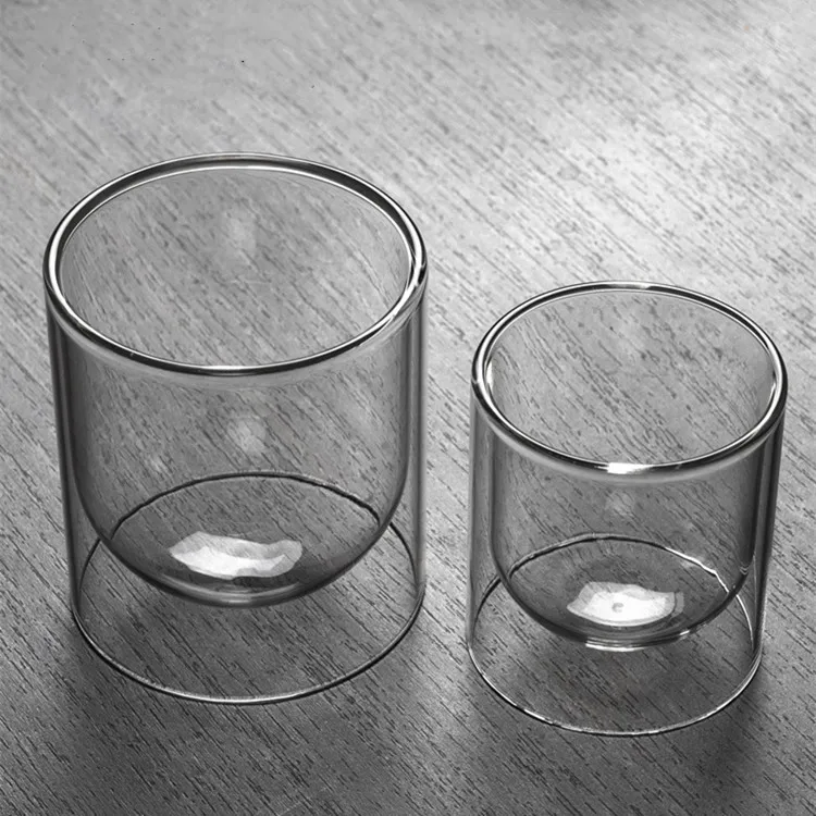 Wholesale Luxury Borosilicate Glass Candle Containers Handmade Unique Heat Resistant Double Wall Candle Glass Jars