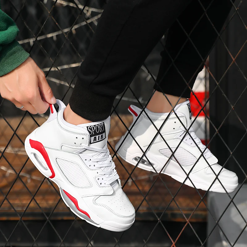 
Breathable High-top Basketball Shoes Boys Air Cushion Cushioning Running Shoes Men's Fashion Sneakers 