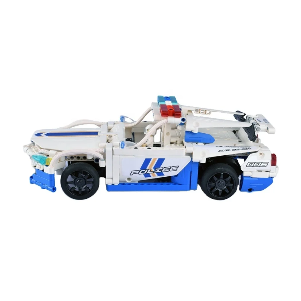 Factory Wholesale Mustang Police Car Model Building Blocks Car Set Mechanical Assembly Educational Boy Bricks Car Toy
