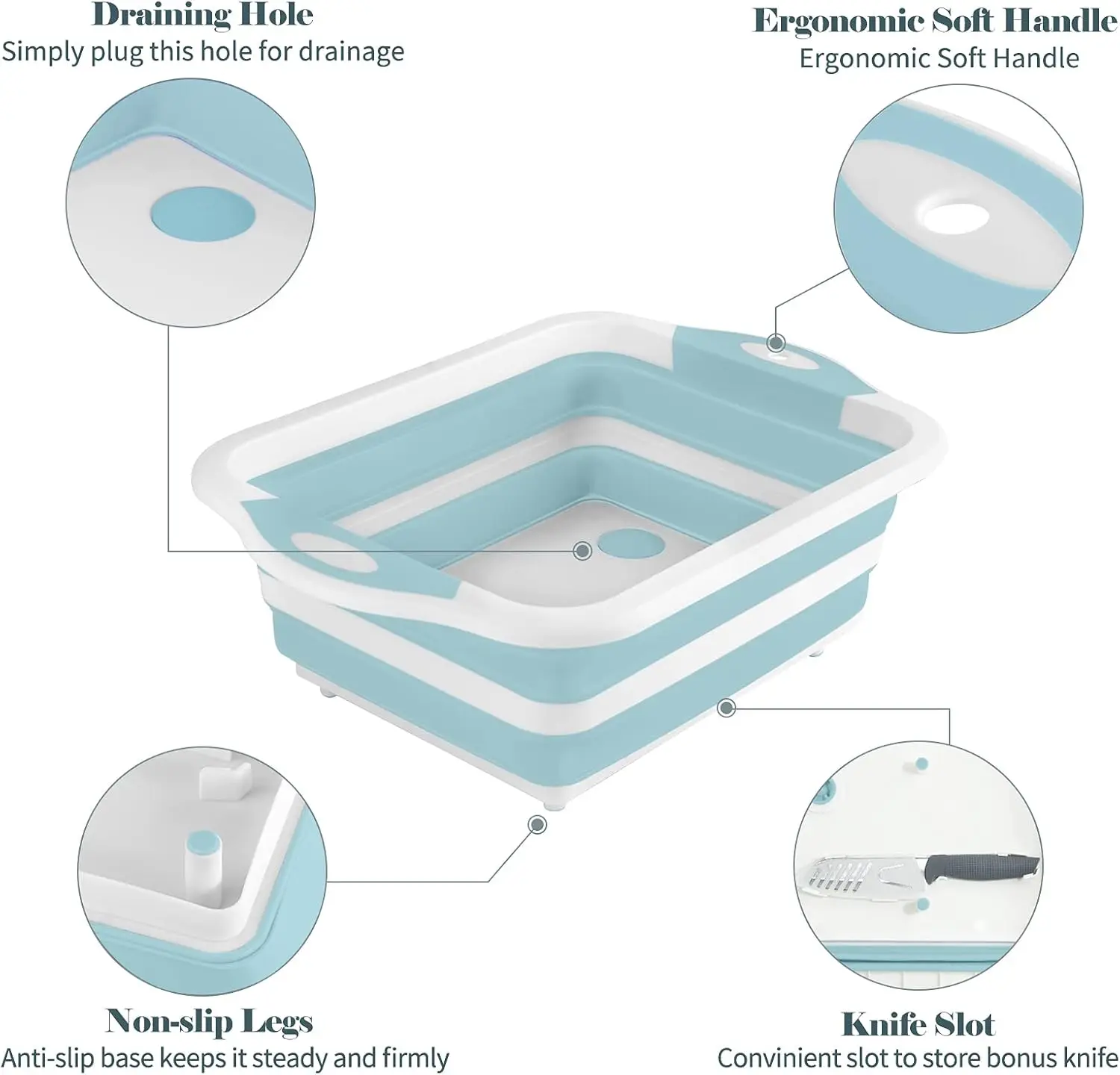 custom logo in stock large 3 in 1 foldable chopping board colorful vegetable basin plastic bucket collapsible and cutting board