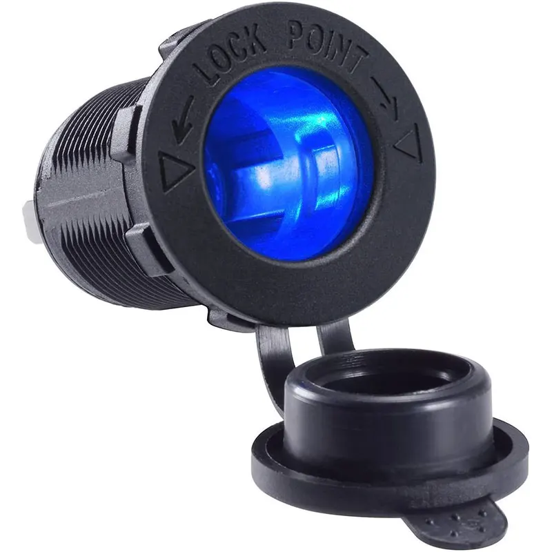 12V Power Outlet For Car Marine Boat Motorcycle RV Truck ATV Cigarette Lighter Socket Waterproof LED Indicator