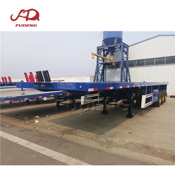 FUDENG 30tons 20ft 40 ft 45feet flat bed trailer twist locks for shipping container trailers for sale