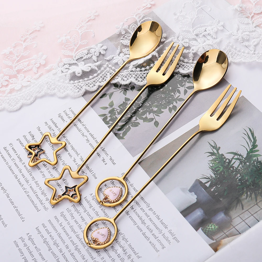 
Wholesale 18/10 stainless steel reusable colorful mini dessert cake fruit salad fork 