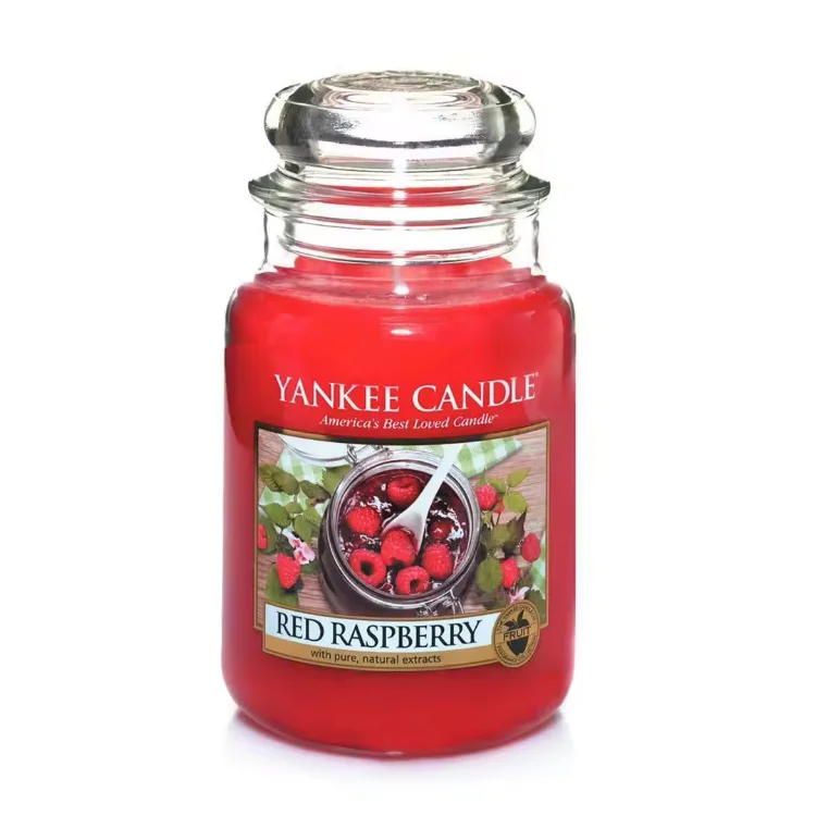 Wholesale Luxury Private Label Yankee Style Scented Candles Soy Wax Big Glass Jar Red Raspberry Scented Yankee Candle with Lid