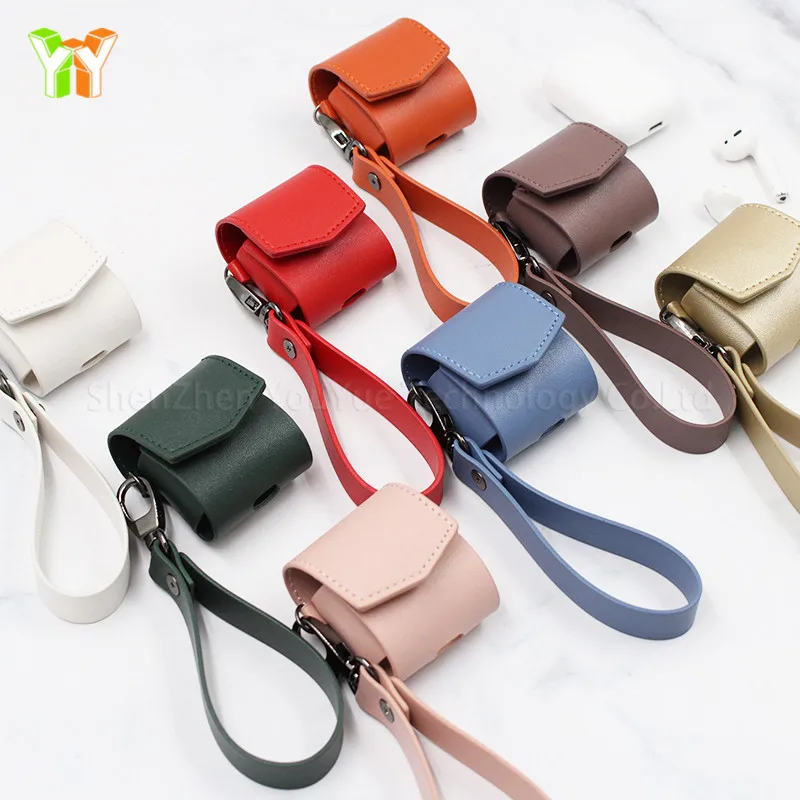 Wholesale wireless Earphone Holder Leather Earphone Bag Headset Case PU Leather Headphone Pouch