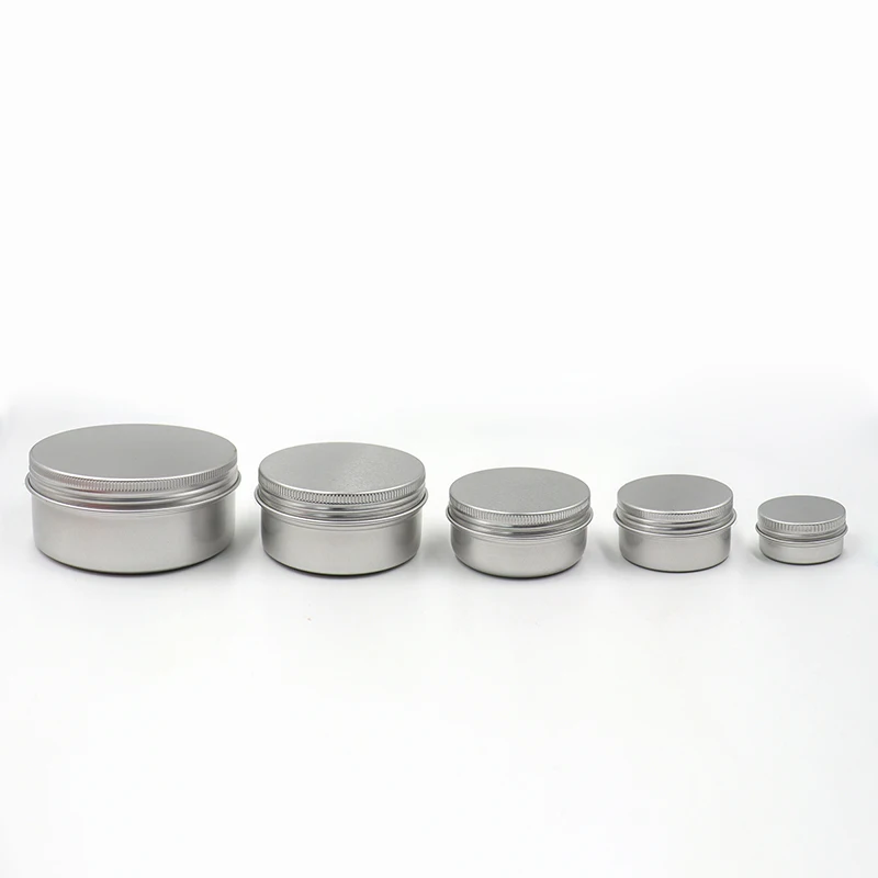 Custom Cream Packaging Tin 5ml-250ml Silver metal Aluminum Tin Cosmetic Container with spiral lid