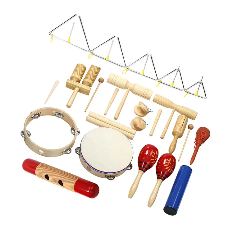 Educational Wooden Percussion Kids Instruments 17 pcs Musical Toy Set for Kids