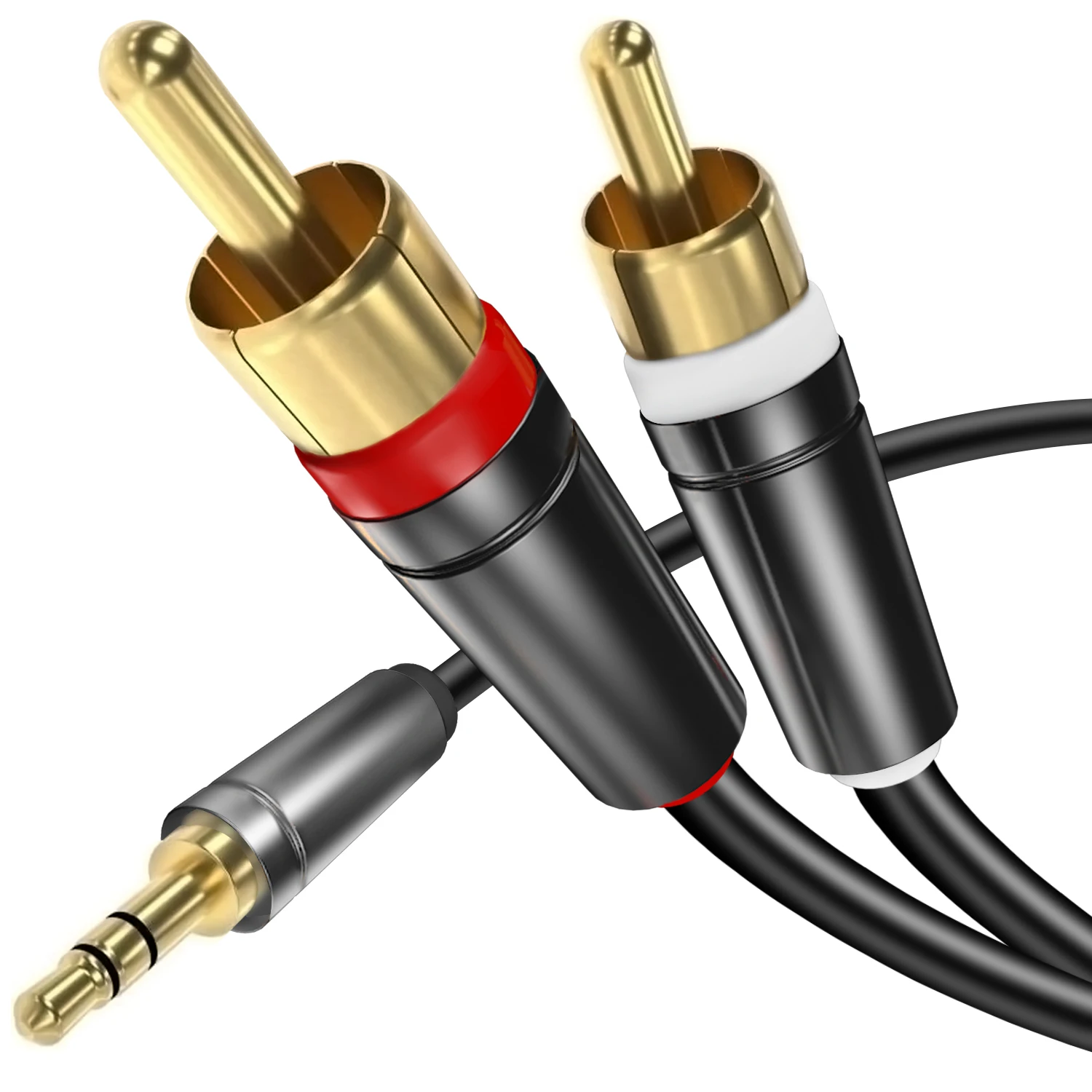 Highest Quality Metal 2RCA to 3.5mm HIFI Y Audio Car Speaker Cabo Male to Male 3.5 mm to 2 RCA Kabel Aux AV Cable