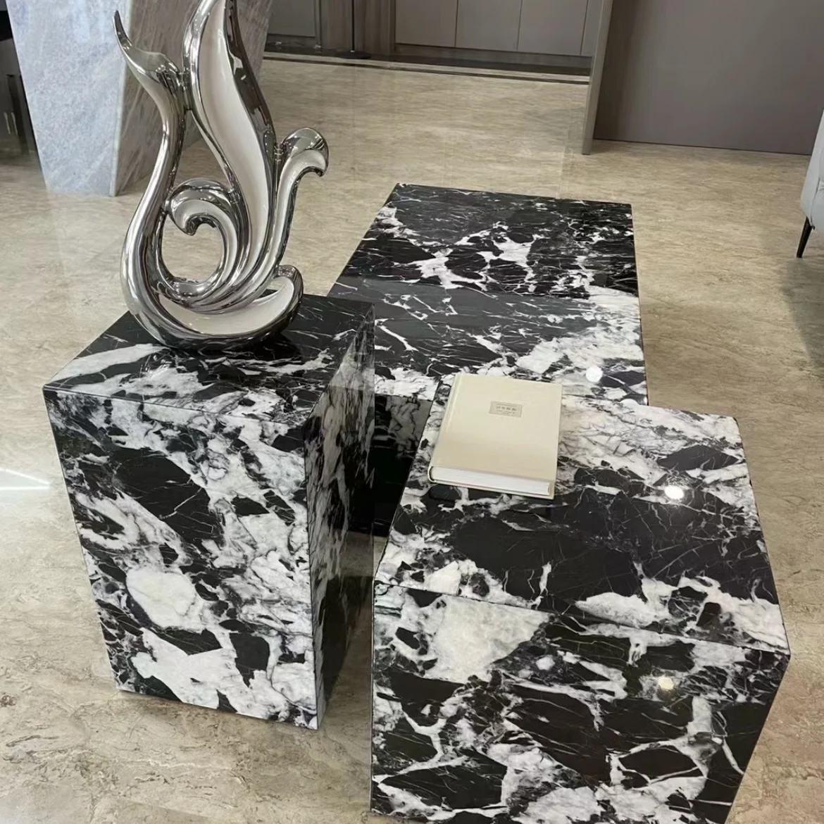 Luxury Natural Marble Stone Coffee Table for Living Room Home Decor Bulgaris Sofa Table