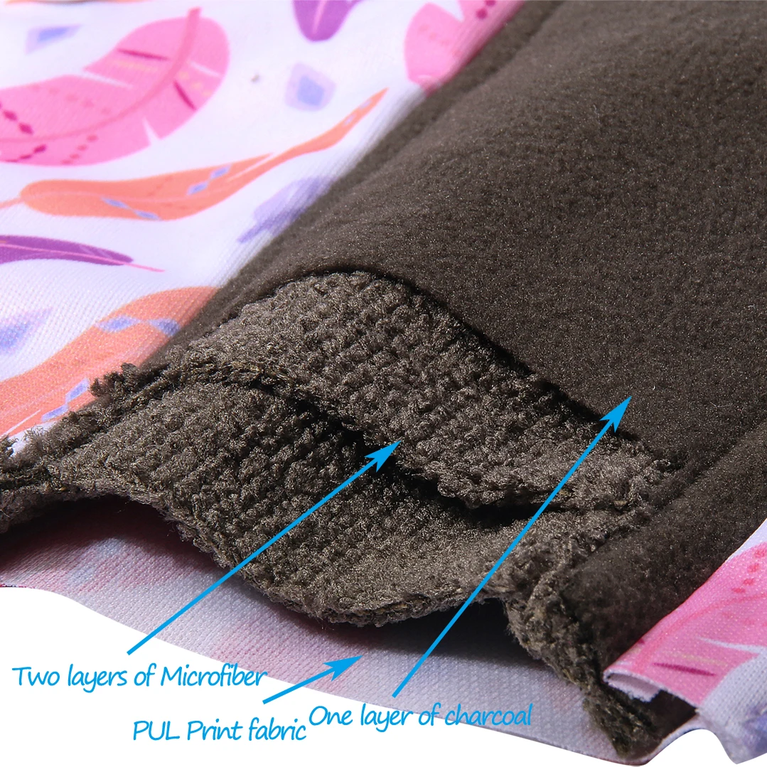 20*30cm Washable Sanitary Pads Bamboo Charcoal Reusable Hygienique Digital printing Women Menstrual Pads Size S M L