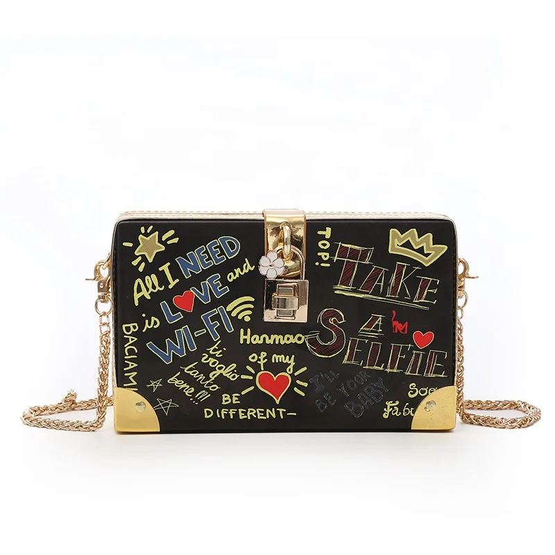 Модные дорожные сумки, женские роскошные сумки на цепочке, большие сумки на плечо с цветным граффити