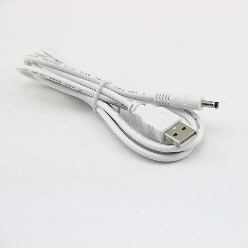 1.0 meter white USB to DC plug cable USB DC jack cable without transformer