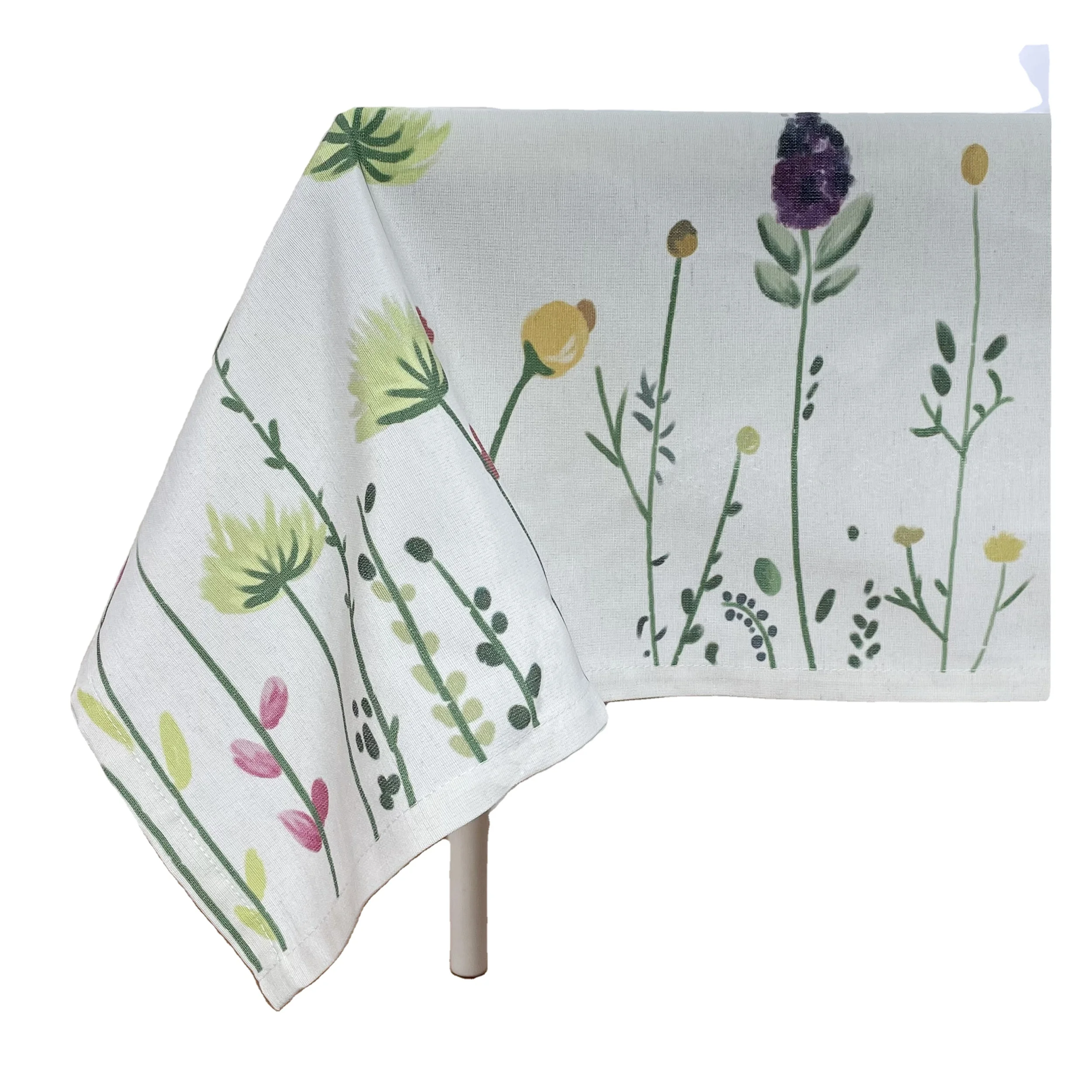 Wholesale Linen Embroidery Dining Table Cloth Cover Customized Logo rectangular printed Kitchen Tablecloth