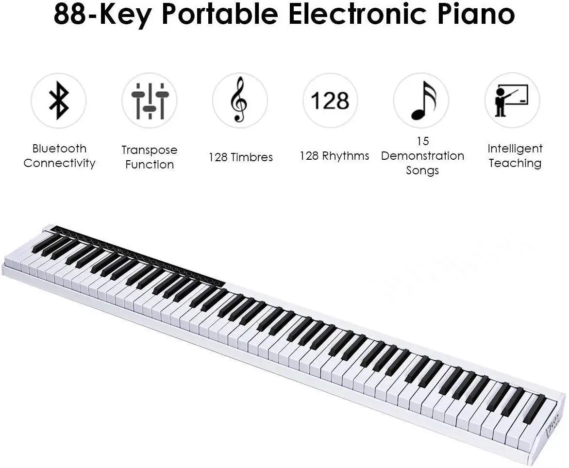 Цифровое пианино с сенсорной клавиатурой, 88 клавиш, электрическое портативное пианино, цифровое пианино