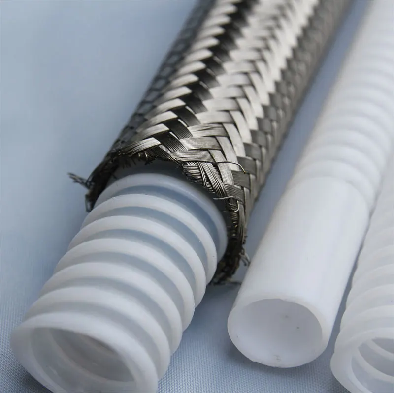 High pressure corrugated stainless steel flexible PTFE braided hose