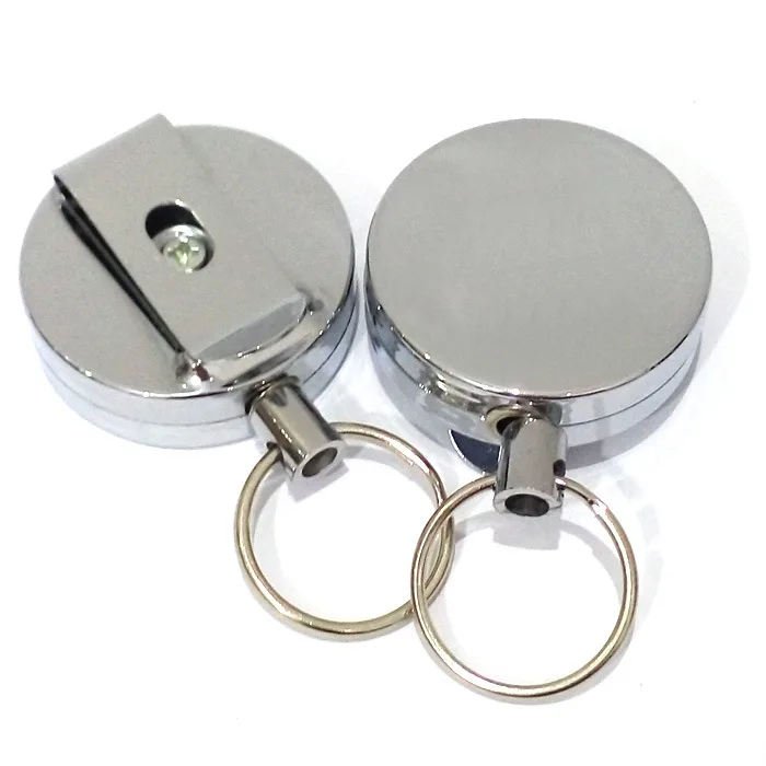 All Metal Casing Heavy Duty Retractable Badge Holder Reel,Reinforced Metal ID Badge Holder Key Ring for Name Card Keychain