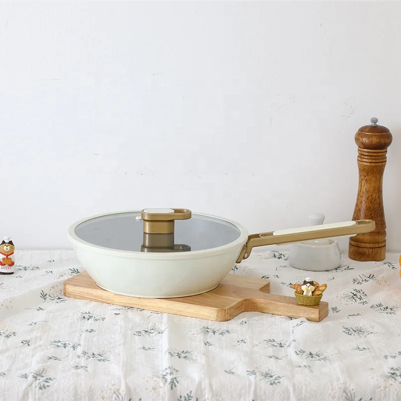 Deep Frying Pan Non-stick New Style Induction German Aluminum Quail Egg Deep Frying Pan with Glass Lid