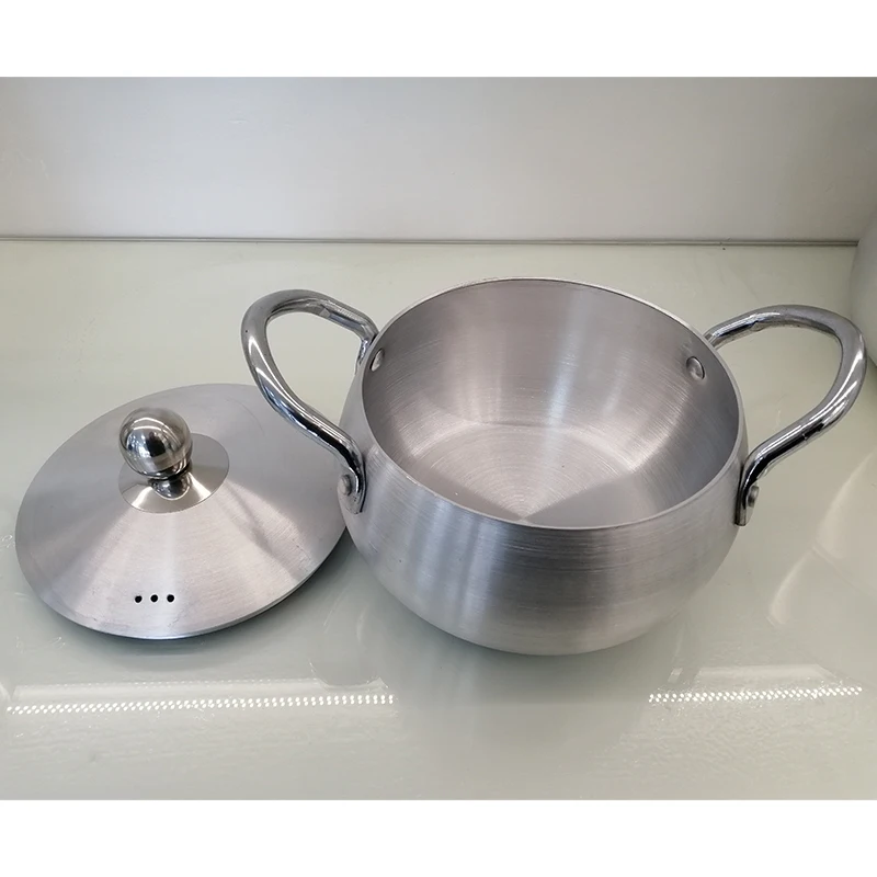 Specializing in the production of belly shaped aluminum material silver pot set cooking set