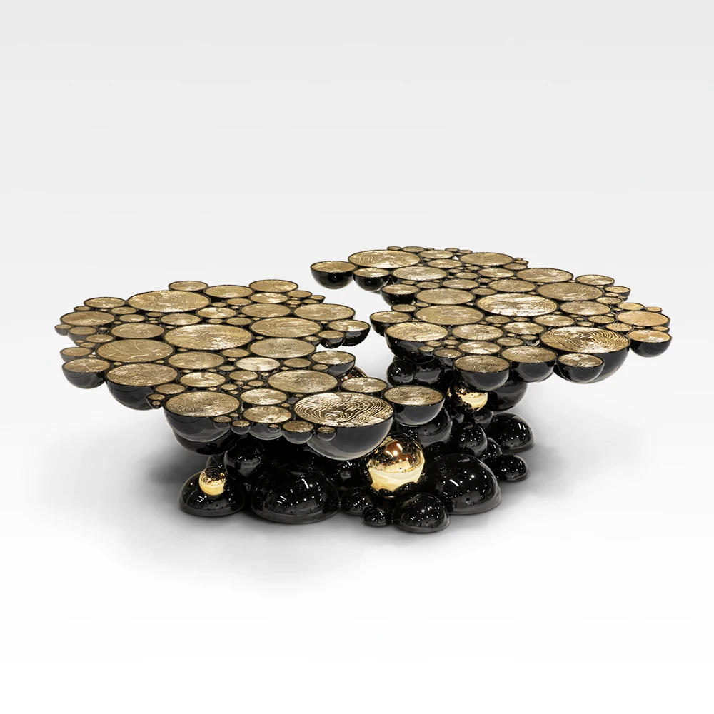 High quality Modern Living room modern luxury Black stainless steel and brass rotate round furniture console table