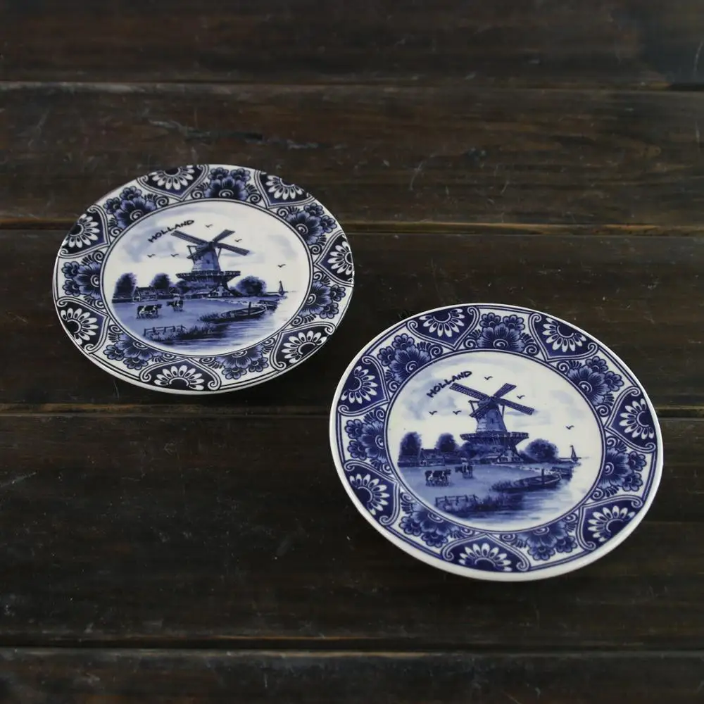 Delft Blue Ceramic Tile - Windmill Landscape Scene - Holland Dutch Kitchen Tile Trivet - Decorator Wall Tile
