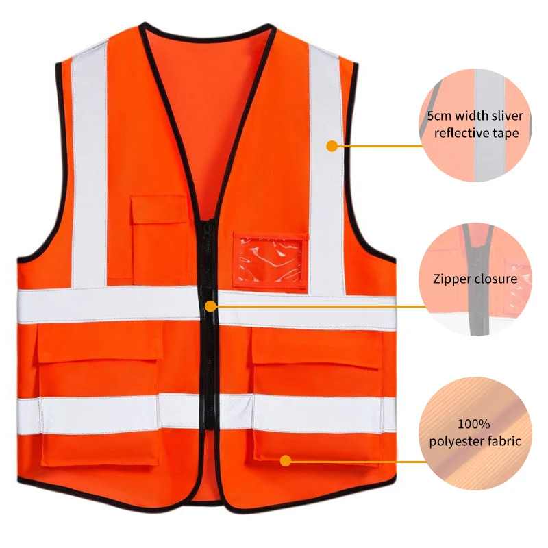 HCSP High Visibility Fluo Yellow Safety Vest EN ISO 20471 Reflective Vest