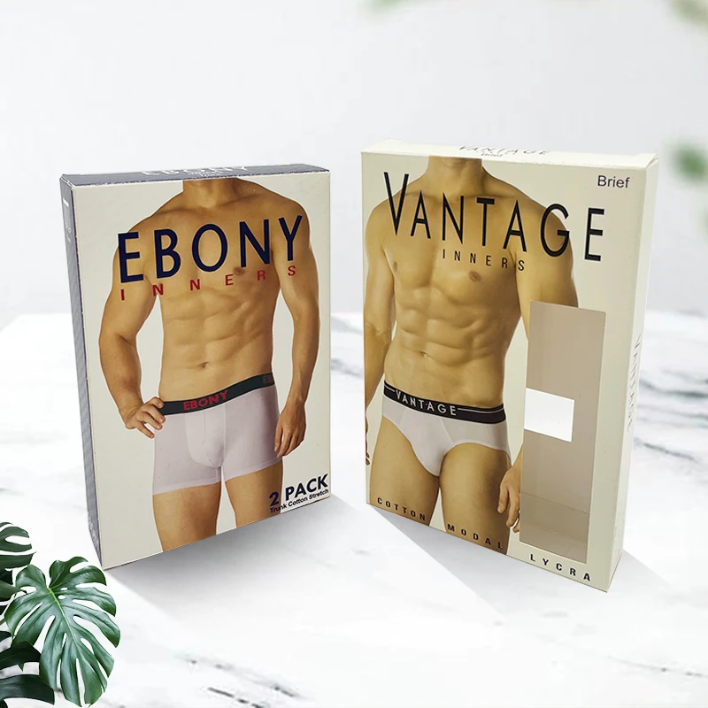 Custom Logo Printed Empty Clothing T-shirt Underwear Gift Boxes Shorts Briefs Paper Box Folding Packaging Box