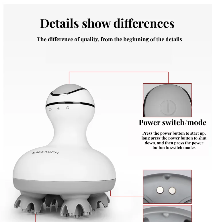 Mini Electric Octopus Claw Scalp Massager With Logo Vibrating Head Massager Brush For Hair Growth Stress Relief Head Massager