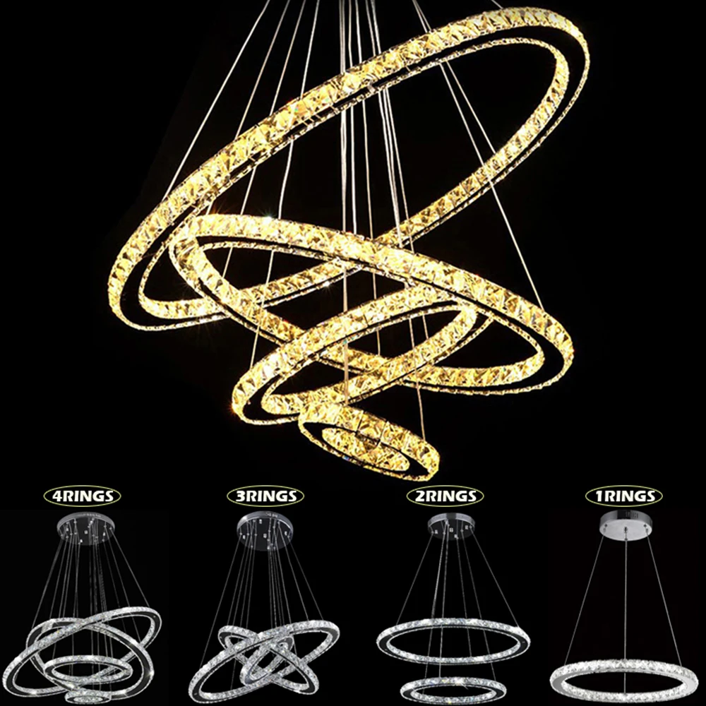 Nordic Style Simple Brass Fashion Metal Led Chandelier K9 Crystal Pendant