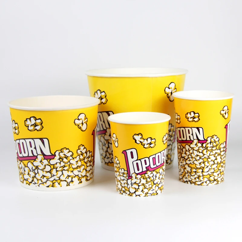 Wholesale High Quality Food Grade Paper Disposable Custom Logo Printed Paper Popcorn Bucket For Popcorn Packing