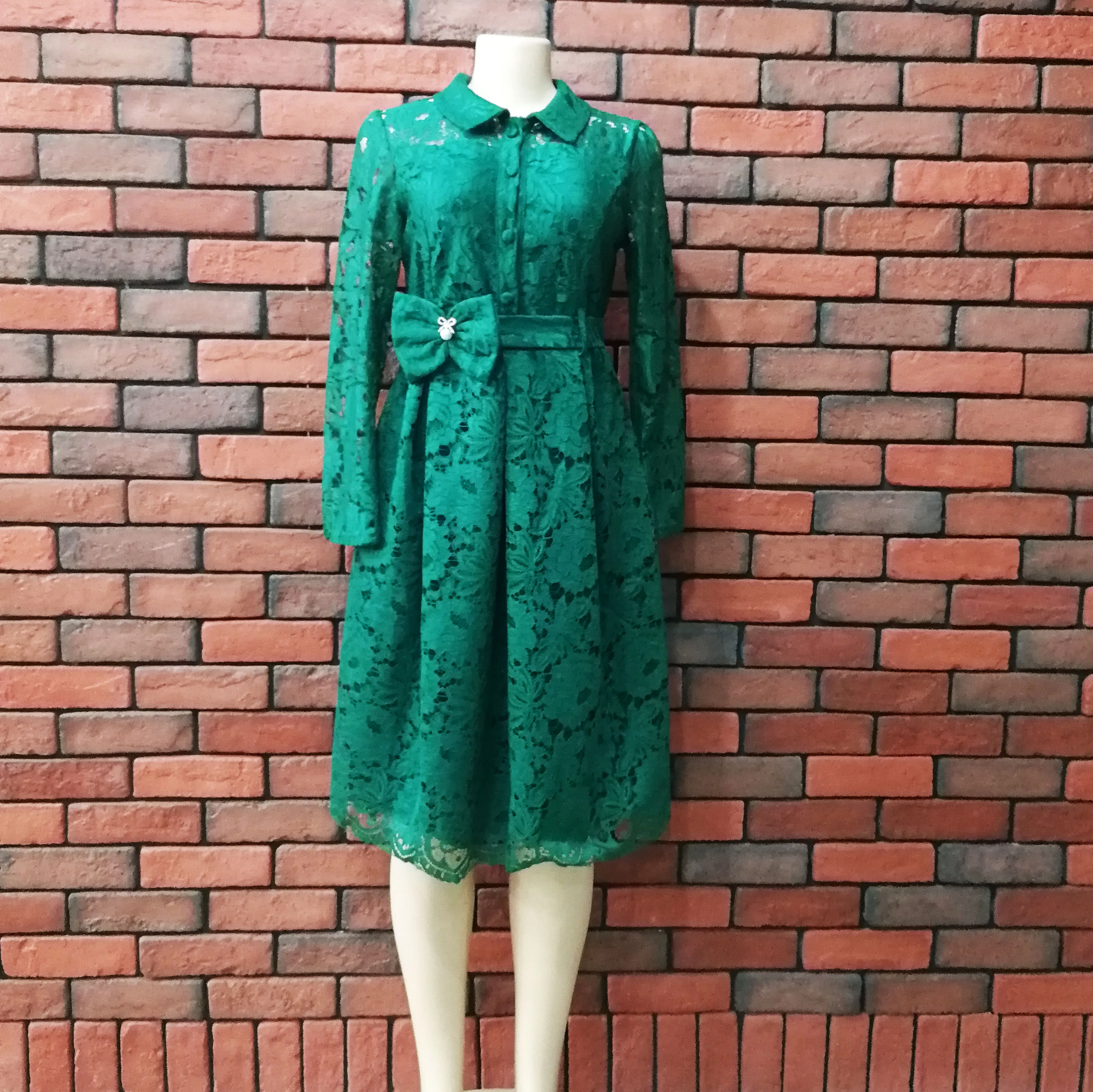 Lace African Turkey Women Fashion Long Sleeve kaftan abaya islamic dress For Ladies Casual Style Wear