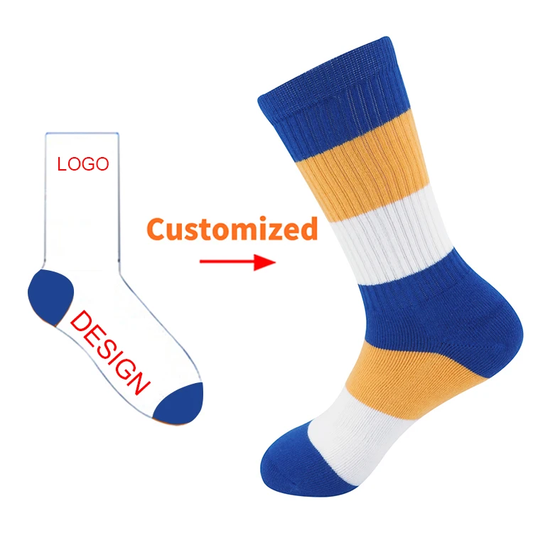 Hot sale high quality combed color cotton men strip sock logo socks custom team design your own