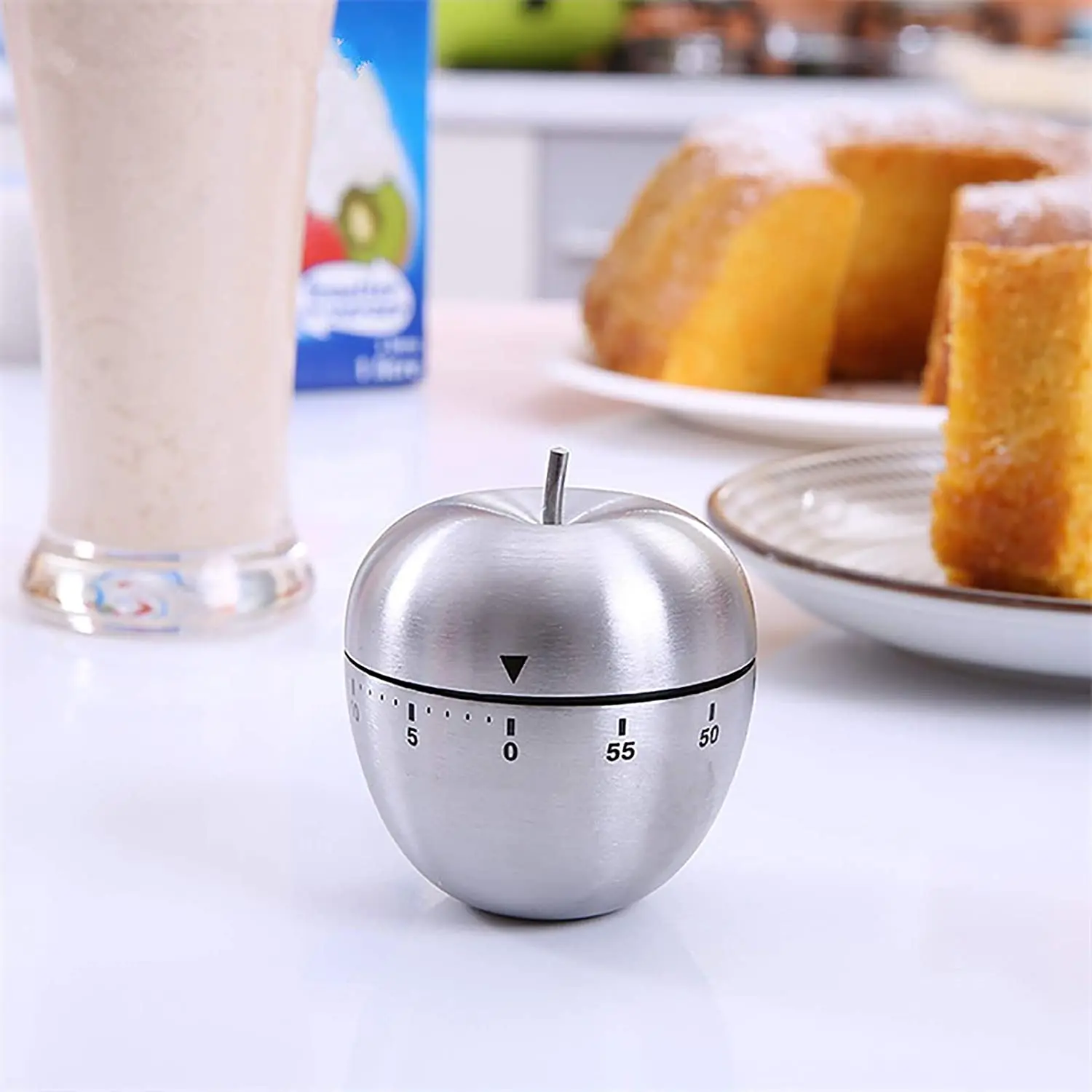 Stainless Steel Egg Shaped Mechanical Rotating Alarm clock with 60 Minutes Cooking Yoga learning Kitchen Timer