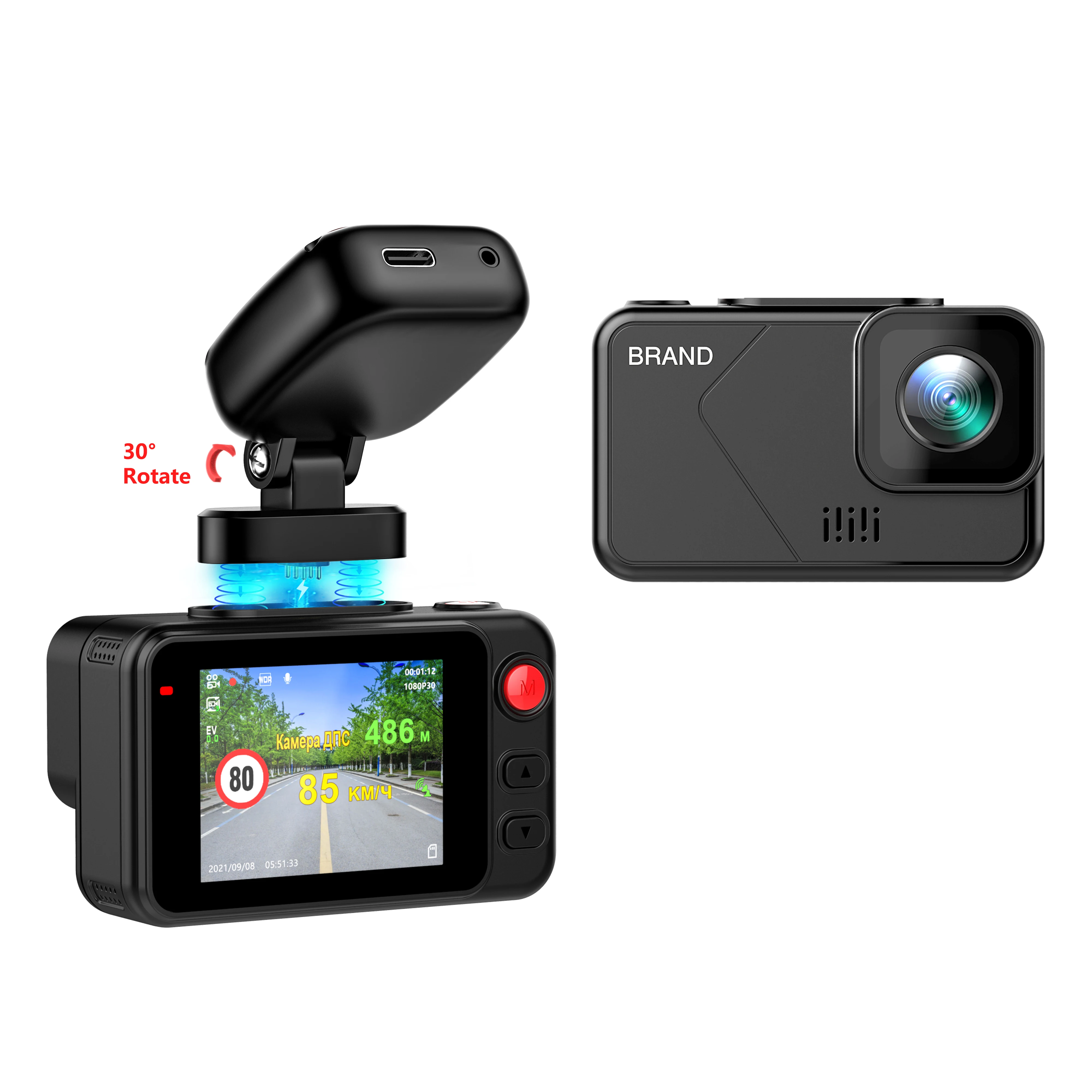2.0 Inch IPS Screen SONY STARVIS Sensor Super Nightvision LED Car DVR Dashcam Compact Black Box with Magnetic Holder GPS