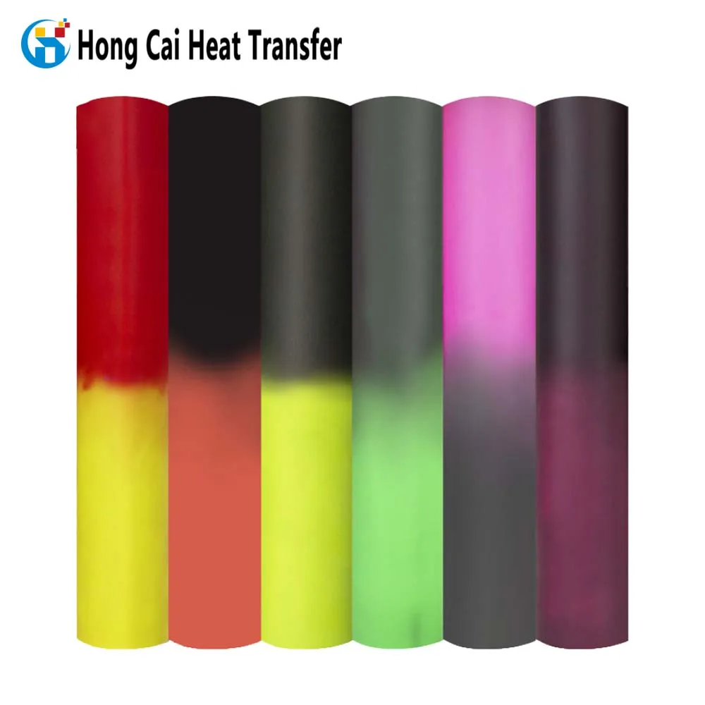 Hongcai high temperature color changing HTV printing material luminous heat transfer film color heat transfer vinyl roll