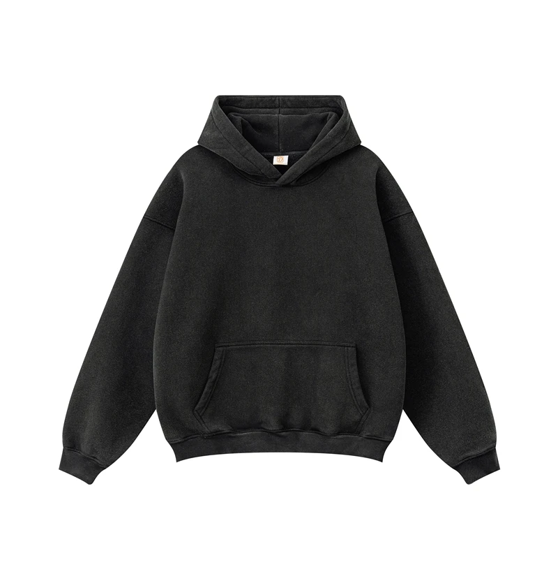 Wholesale 340 Grams Custom Puff Print Hoodies Oversized Drop Shoulder Hooded Pullover Heavyweight Fleece Hoodie