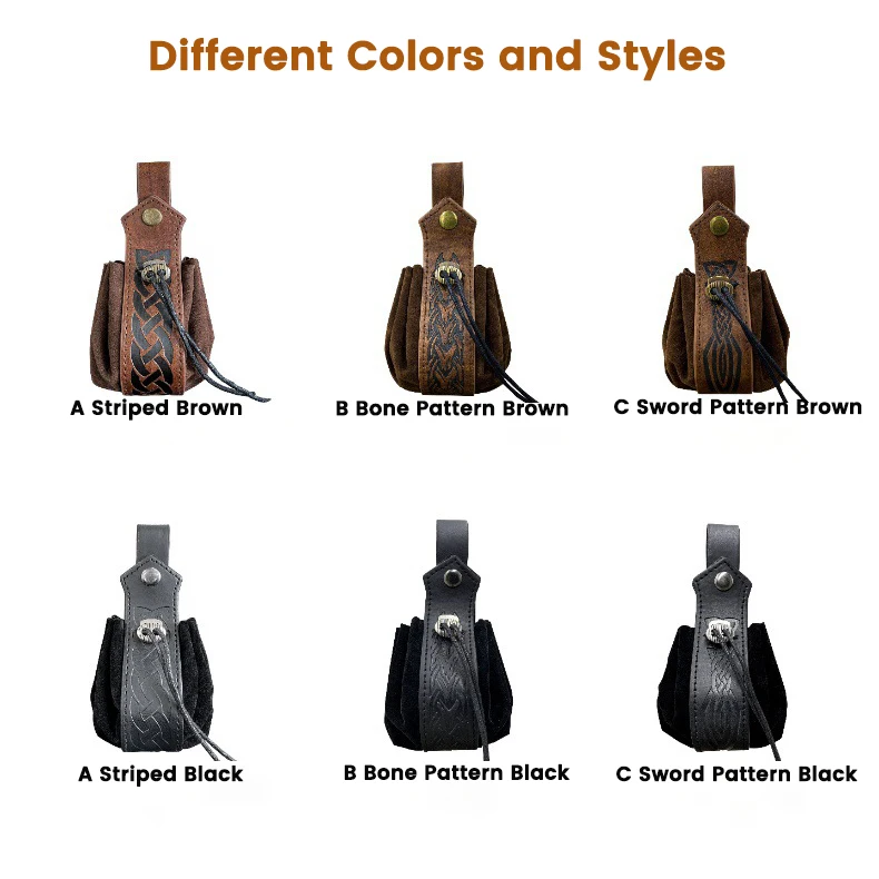Custom Logo Medieval Belt Pouch Viking Style Medieval Pouch Cellphone Holder Holster Festival Drawstring Storage Pouch Bag