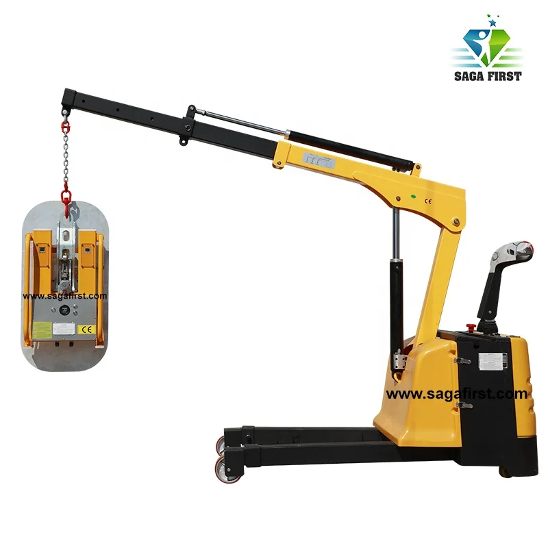 Battery Powered Extended Boom Mini Telescopic Mobile Floor Crane Small Hydraulic Counter Balance Crane