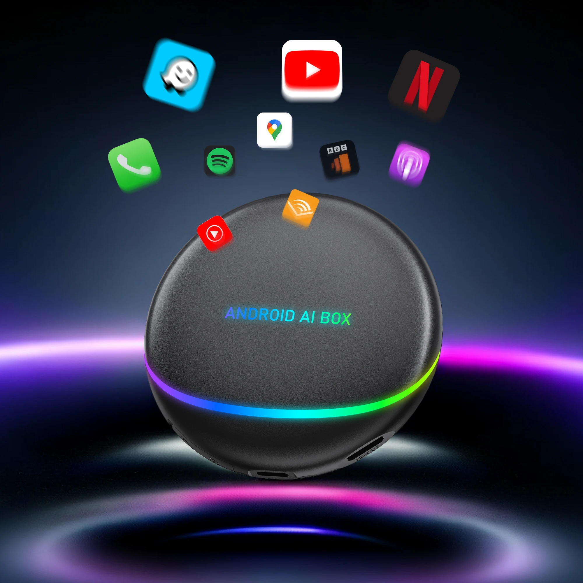 Ottocast PICASOU OttoAIbox appl carplay box беспроводной андроид автомобильный адаптер ai с youtube netflix