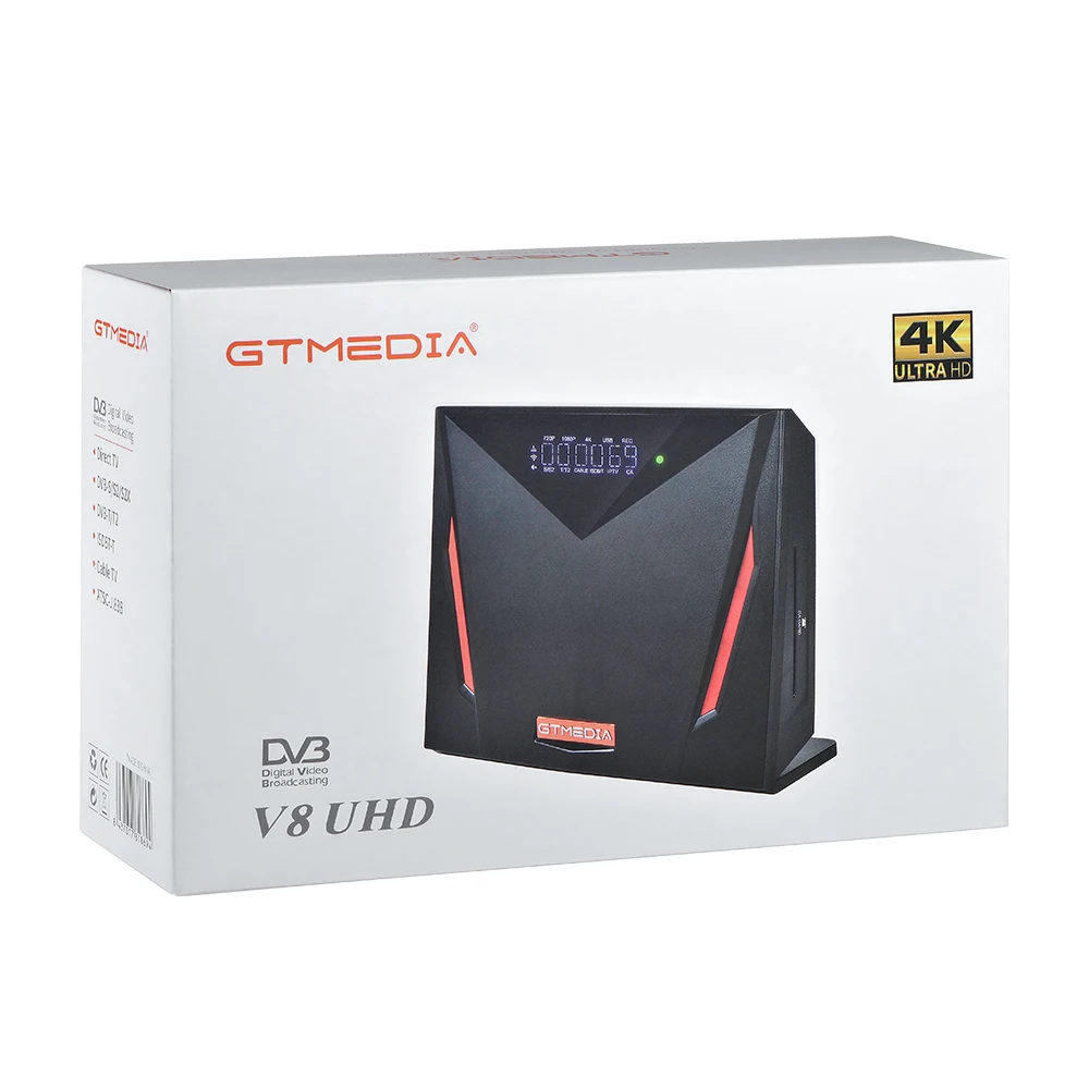 GTMEDIA V8 UHD ECOS системы FTA IPTV 4K H.265 T2-MI DVB-S2-цифра спутниковый телевизионный ресивер Поддержка автоматического Biss с CA и отделением для карт