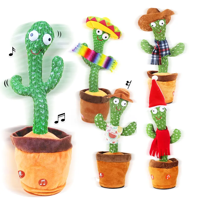 32CM Wholesale Dancing Cactus Stuffed Doll Plush Talking Cactus Toys for Kids Children Singing Dancing Recording Electric Toy