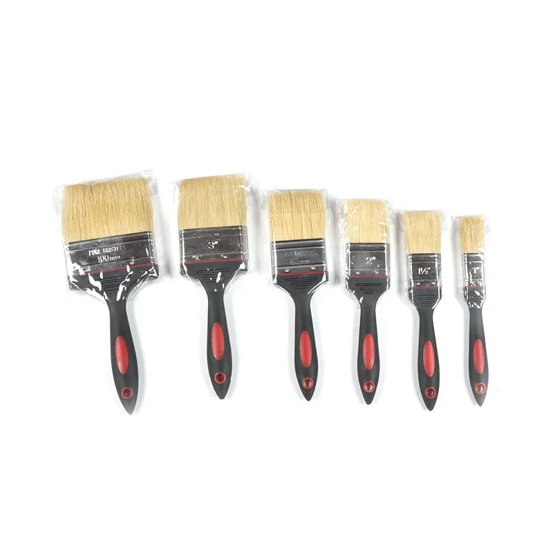 wholesale Paint Brush With long  Rubber Plastic handle white bristle filament