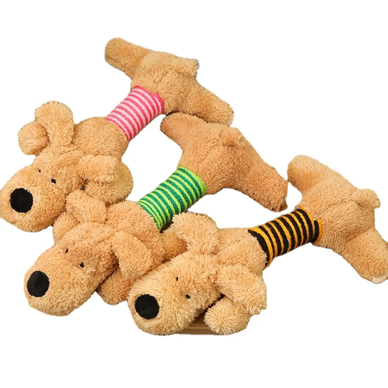 Factory direct sales custom LOGO pet dog toy can make a sound prone pose puppy cartoon animal plush toy wholesale promotion
