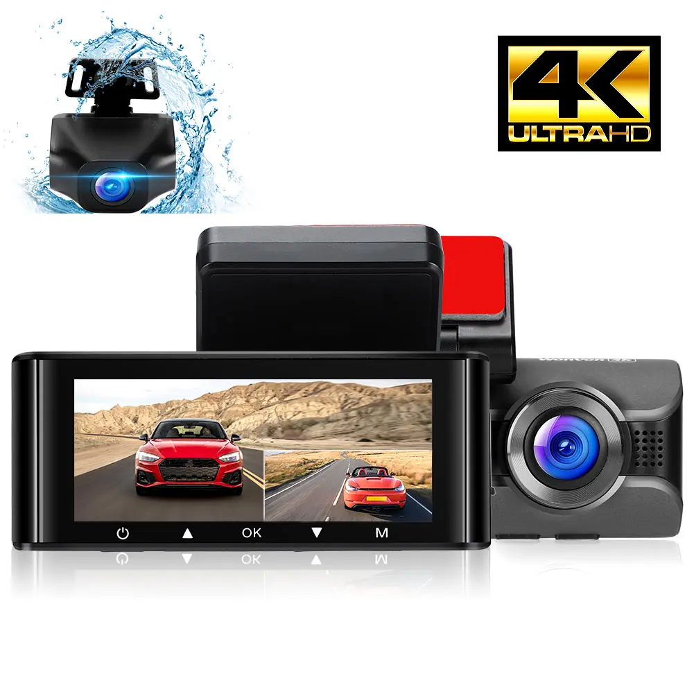 4K 1080P двойная камера приборной панели передние и задние камеры автомобиля с 3 16 'IPS экран GPS Wi-Fi парковочный режим G-sensor WDR (широкий динамический диапазон в режиме циклической записи