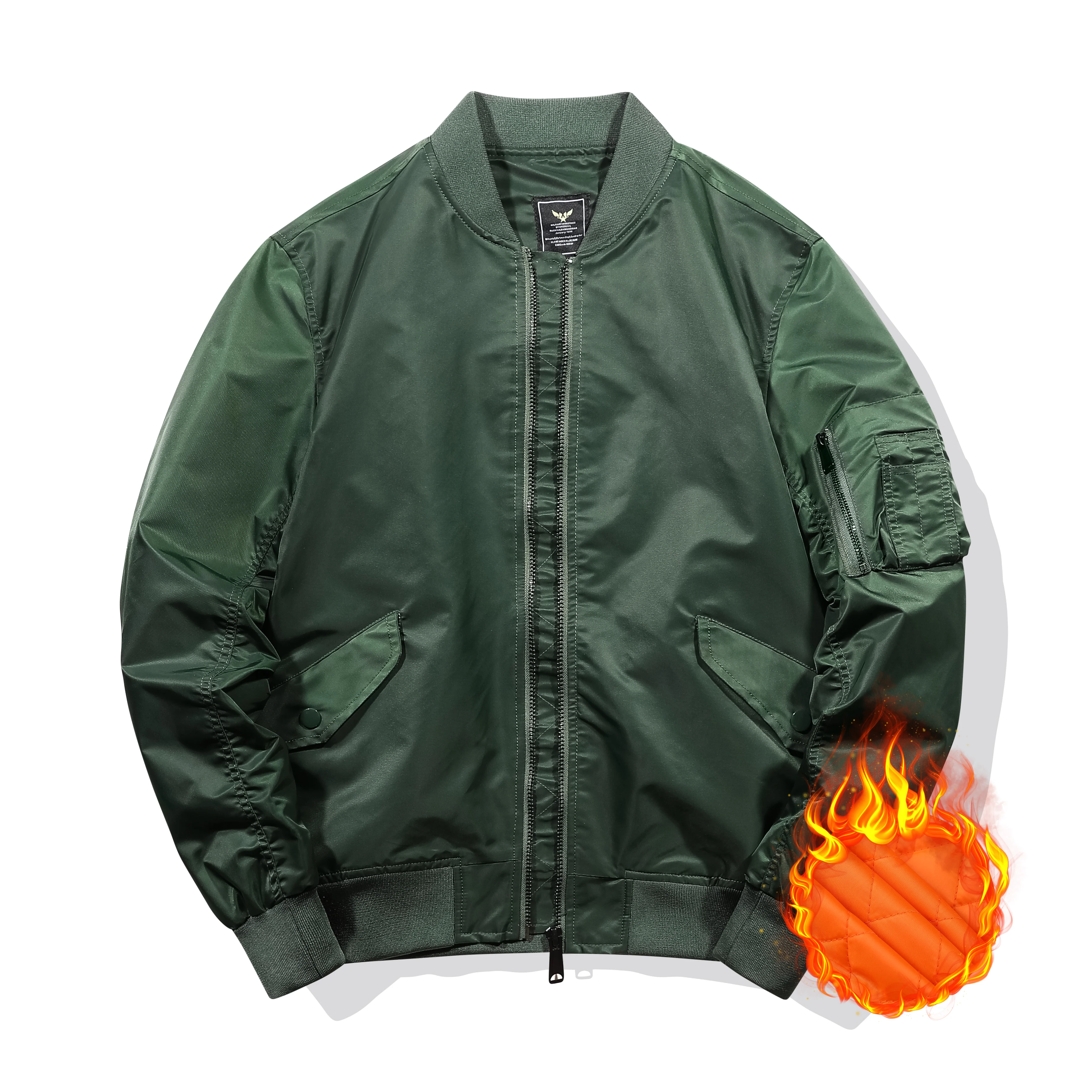 MJQ22 Unisex Popular Warm padded Outdoor Satin Bomber Green Black Winter Jacket wholesale coaches jacket