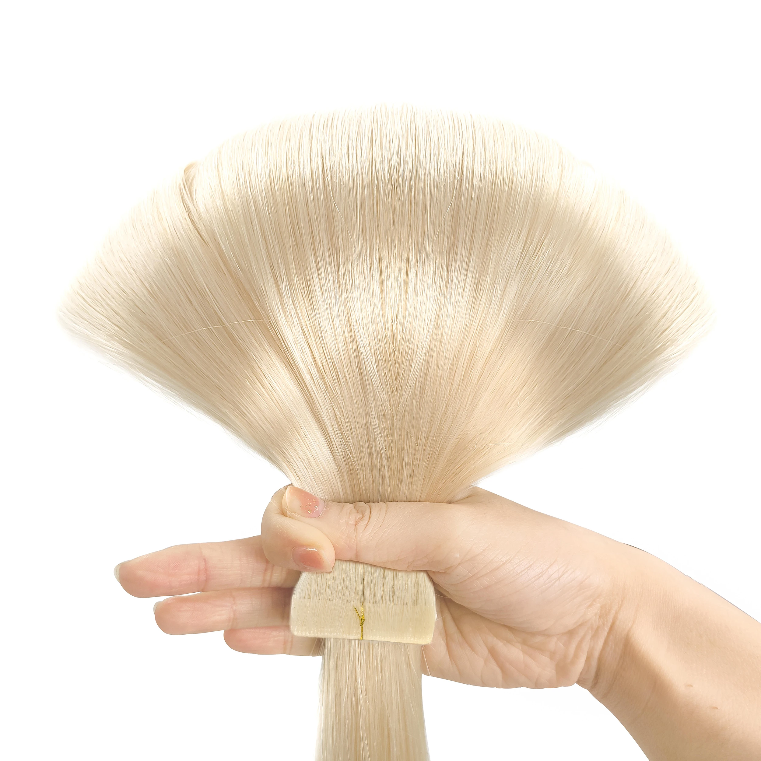 Wholesale Ombre Blonde Virgin Russian Hair Extensions Remy Invisible Keratin Double Drawn Pu Tape Hair Extension Human Hair