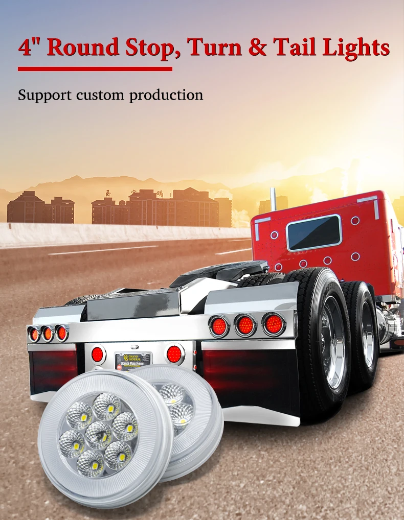 Truck lights led 24 volt 12 volt DOT SAE approved dump truck led tail light dual color red and white truck tail lights